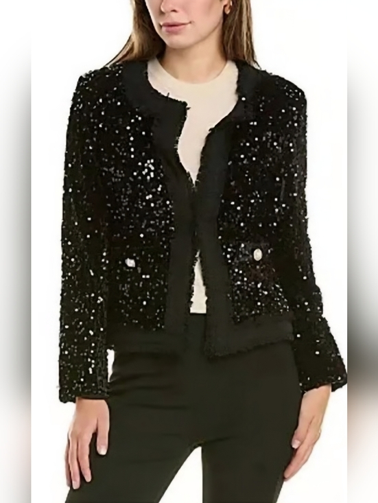 Nanette Lepore Jackets & Blazers - Nanette Lepore Black Sequin Fringe Jacket Sz. L, NWT